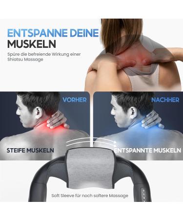 Heroic Massage Device - 4D Shiatsu Neck & Shoulder Massager with Heat | Deep Tissue Relief for Back Legs & Feet - Black & Gray - Buy Online on GoSupps.com