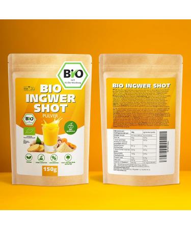  He-Ju He-Ju Bio Ginger Shot Powder 150g (75 Shots) with Natural Vitamin C from Acerola Extra Strong Vegan No Additives Lab Tested Sugar Free 100% Natural Ingredients - Buy Online on GoSupps.com