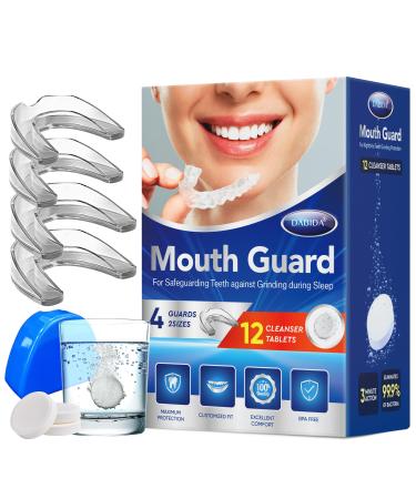 Mouth Guard for Grinding Teeth at Night Teeth Grinding Mouth Guard for Sleep Sleep Mouth Guard Mouthguards for Grinding of Teeth Night Guards for Teeth Grinding with 12 Cleaning Tablets