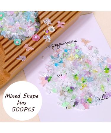 500Pcs Green Nail Charms - Mixed Shapes 3D Acrylic Charms for Nails Design - DIY Nail Art Decoration and Jewelry Accessories - Buy Online on GoSupps.com