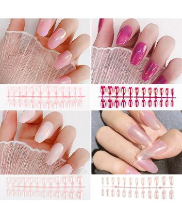 Flofia 240 PTH Ballerina Metallic Shiny False Nails Long Press-On Nail Art Tips for Stunning DIY Designs - Buy Online on GoSupps.com