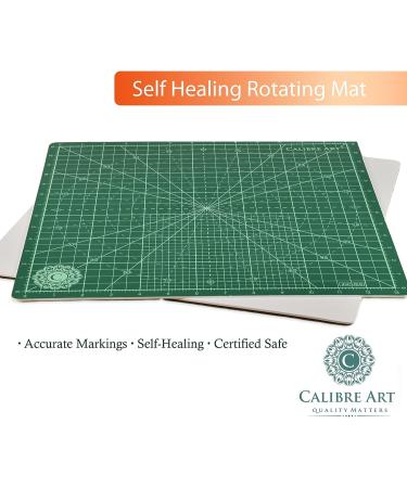 Calibre Art 14x14 Rotating Self Healing Cutting Mat with Grid - Ideal for Quilting & Art Projects - Green - Buy Online on GoSupps.com