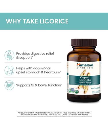 Himalaya Organic Licorice Caplets - 600mg, 60 Count | Digestion & Gas Relief - Buy Online on GoSupps.com