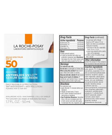 La Roche-Posay UV Air Sunscreen Serum SPF 50 Sun Protection for Face with Niacinamide & Hyaluronic Acid Lightweight Sunscreen SPF 50 Hydrating & Fast-Absorbing - Buy Online on GoSupps.com