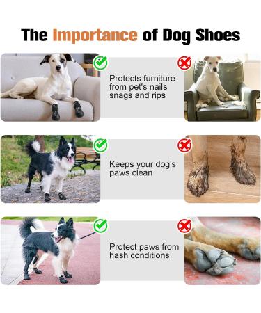 BEAUTYZOO Dog Boots 4PCS Set for Medium Large Dogs | Anti-Slip Waterproof Booties with Reflective Straps | Size 6 (2.6x3.0) | Black Outdoor Paw Protectors - Buy Online on GoSupps.com