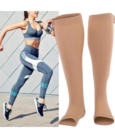 Buy Knee-High Compression Stockings with Zipper - Open Toe Edema Relief for Nurses & Pregnancy (L/XL) - Fast International Shipping - Buy Online on GoSupps.com