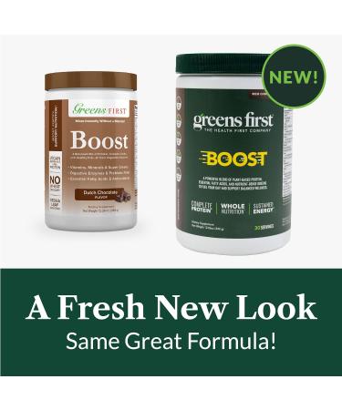 Greens First Boost - Plant-Based Protein & Balanced Nutrition - Superfood Shake Mix - No Wheat or Soy - Dairy-Free - Vegan - Dutch Chocolate 12.28 oz. Dutch Chocolate 10.5 Ounce (Pack of 1) - Buy Online on GoSupps.com