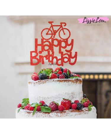 LissieLou Bicycle Style Happy Birthday Cake Topper Decoration in Red Made in the UK - Buy Online on GoSupps.com