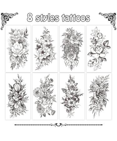 Cerlaza Temporary Tattoos for Women - Long Lasting Half Arm Sleeve Tatuajes Temporales with Sexy Flower Designs - Waterproof and Realistic - Buy Online on GoSupps.com