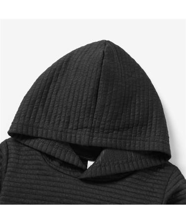 PatPat Toddler Hoodie - Solid Color Textured Hooded Sweatshirt with Pocket, 1-2 Years, Black - Buy Online on GoSupps.com