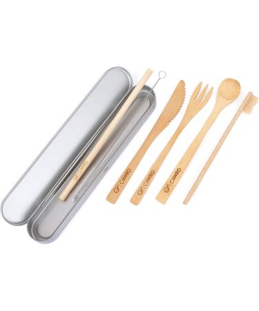 C4wrd Reusable 6-Piece Bamboo Cutlery Set in Metal Tin | Eco-Friendly Travel Utensils for On-the-Go Dining - Buy Online on GoSupps.com