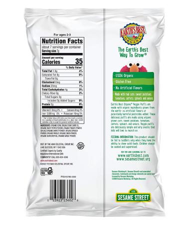 Earth's Best Organic Sesame Street Toddler Veggie Puffs 1.55 oz (Pack of 4) - Original Flavor - Buy Online on GoSupps.com