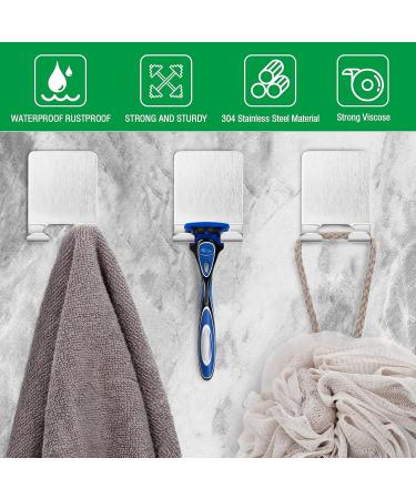 Auxsooul 6-Piece Shower Razor Holder - No Drilling Stainless Steel Self-Adhesive Multi-Purpose Hook - Wall-Mounted Shaver Bracket in Silver - Buy Online on GoSupps.com