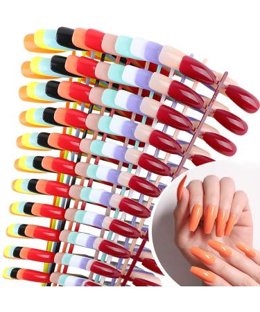 288 Pieces Extra Long Press on Nails 12 Solid Colours Ballerina False Nails Full Cover Fake Nails Artificial Nail Tips for Women Girls (Ballerina Nails)