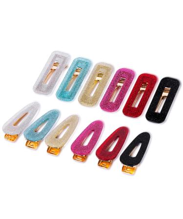 Cptots 12 PCS Acrylic Resin Alligator Hair Clips For Women Thick Thin Hair Fashion Sparkle Decorative Small Hair Clips style01