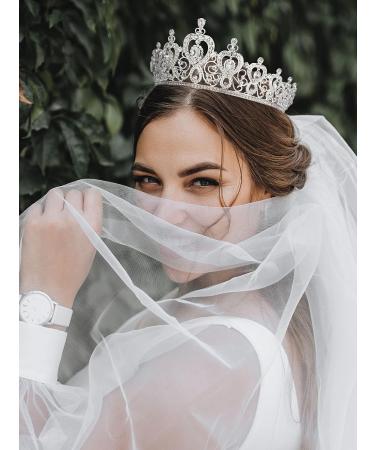 SWEETV Princess Tiara Crown - Silver Wedding Bridal Hair Accessories for Women & Girls - Buy Online on GoSupps.com