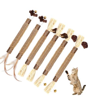 Dacitiery Cat Silvervine Chew Sticks Cat Toys Natural Cat Teeth Nip Cleaning Teeth Chew Catnip Toys for Indoor Cat Teeth Cleaning Kitten Teething and Stress Release (3 Style 6 Pack)