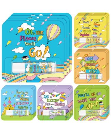 24 Pcs Oh The Places You' ll Go Gift Bulk Lip Balm Oh The Places You' ll Go Party Favors Graduation Lip Care Travel Size Moisturizing and Nourishing Lip Balm Gifts for Women Birthday Classroom Office