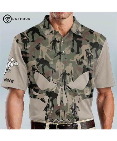 LASFOUR Custom Skull Bowling Shirt for Men - Short Sleeve Bowling Jersey for Men Style2 - Buy Online on GoSupps.com
