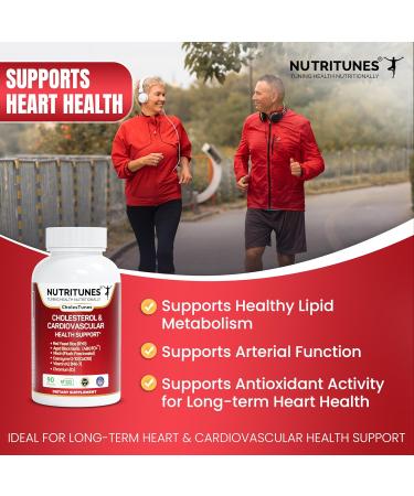 Nutritunes Cholesterol Support Supplement-Red Yeast Rice Aged Black Garlic & CoQ10 Advanced Cardiovascular & Heart Health Support with Niacin Chromium & Vitamin K2 90 CholesTunes Capsules - Buy Online on GoSupps.com