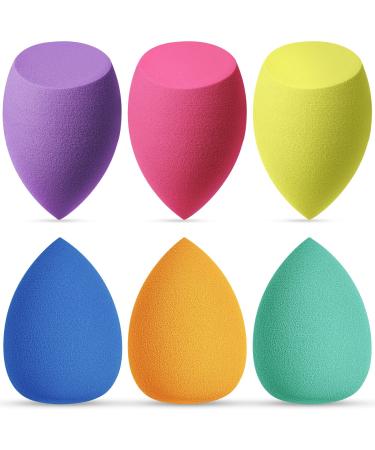 AUAUY Makeup Sponges Blender Set 6Pcs Professional Beauty Sponge Foundation Blending Beauty Sponge Multi-colored Makeup Sponges Dry & Wet Use for Cream Liquid and Powder 6pcs Neon Color