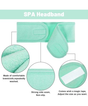 Whaline Spa Headband Set - 4 Pack Stretch Terry Cloth Hair Bands for Sport, Yoga, Shower - Mint Green - Buy Online on GoSupps.com