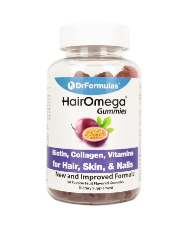 DrFormulas Hair Skin Nails Gummies Vitamins with Biotin by HairOmega | 5000 mcg Biotin Supplement for Hair Growth - Vegetarian Gummy (not Bears) for Men and Women, Made with Sugar not Corn Syrup 90 Count (Pack of 1)