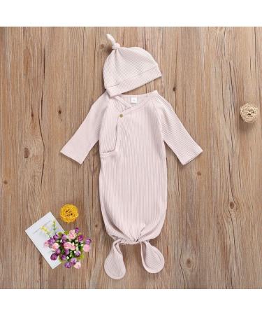 Verve Jelly Newborn Baby Blanket Sleeper | Long Sleeve Knotted Ribbed Nightgown | Fall Winter Sleeping Bag | Beige Coming Home Outfit - Buy Online on GoSupps.com