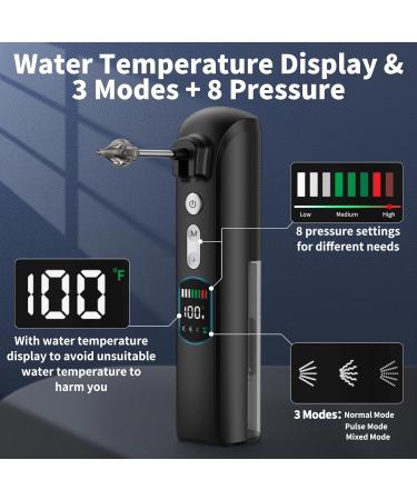 2025 Upgraded Smart Ear Washer - 3 Modes & 8 Speed Adjustable Ear Cleaning Kit with Temperature Detection 1200mAh with USB IPX7 Waterproof 2 Nozzles for Family Use (Black) - Buy Online on GoSupps.com