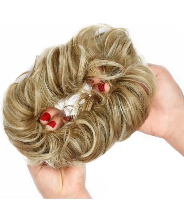 Yamel Dark Ash Blonde Mix Bleach Blonde Messy Bun Hair Extension for Women - Updo Curly Scrunchie - Buy Online on GoSupps.com