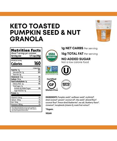Nature's Path Organic Keto Crunch Toasted Pumpkin Seed & Vanilla Nut Granola 8oz (Pack of 6) | Keto Certified, Non-GMO, Gluten Free | 1g Net Carbs, 5g Plant Based Protein - Buy Online on GoSupps.com