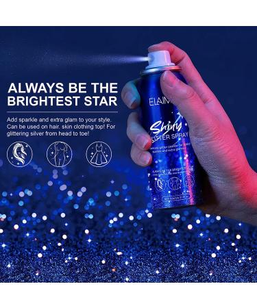 Shiny Body Glitter Spray - Long-Lasting Silver Highlight for Skin, Face, Hair & Clothing - Quick-Drying Formula for Women - Perfect for Festivals, Raves, Proms - 2.11oz/60ml - Buy Online on GoSupps.com