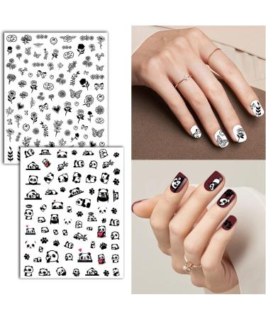 Panda Lips Sunflower Love Heart Fruit Nail Art Stickers Set - 18 Self-Adhesive Sheets for Women, Girls, and Kids | Includes Tweezers and Sticks | Nail Art Decoration - S003-s004 - Buy Online on GoSupps.com