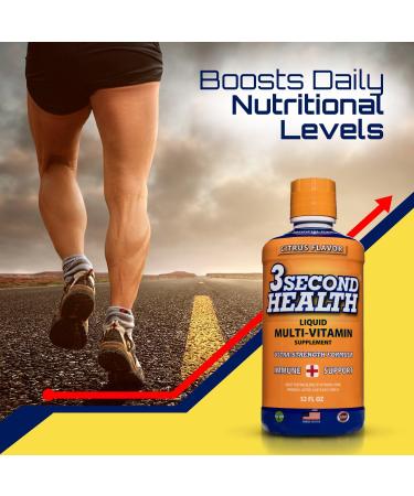 3 Second Health Liquid Multivitamin - Vegan - Non GMO - Gluten Free - Dairy Free - Soy Free - No Artificial Flavors or Preservatives - 32 Servings - GMP - USA Made - Boost Energy and Mental Clarity - Buy Online on GoSupps.com
