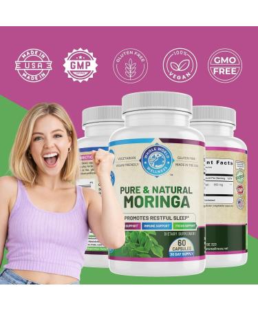 WHOLE WORLD WELLNESS Pure Moringa | Supports Immune & Gut Health | Sleep Aid | Rich in Antioxidants & Amino Acids | All Natural & Dairy Free | 60 Capsules | Made in The USA. - Buy Online on GoSupps.com