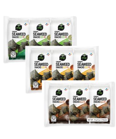 CJ Bibigo Crispy Seaweed Snacks - Assorted Bundle (3 Flavours) 15g * 3