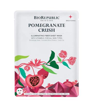 BioRepublic Pomegranate Crush Illuminating Sheet Mask - 1 ct, 0.63 oz | Revitalize & Brighten Skin - Buy Online on GoSupps.com