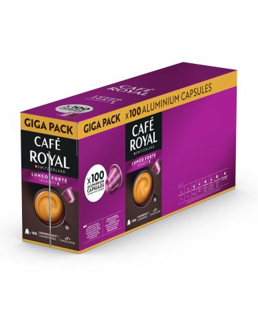 Caf Royal Caf Royal Lungo Forte Coffee Capsules Coffee Pods with Nespresso Machines Intense Flavor (Pack of 100)