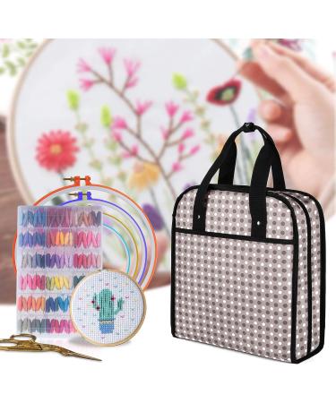 YARWO Embroidery Projects Storage Bag - Patented Design for Hoops, Floss, and Supplies | Gray Dots - Buy Online on GoSupps.com