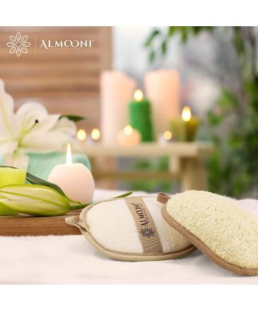 Almooni Premium Exfoliating Loofah Pad Body Scrubber - Natural Egyptian Shower Sponge for Deep Cleaning - 2 Count (1 Pack) - Buy Online on GoSupps.com