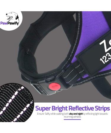 Personalized Pawpawify Dog Harness - Anti-Pull Durable Training & Walking - Fits Chest 20-25in - Purple - Buy Online on GoSupps.com