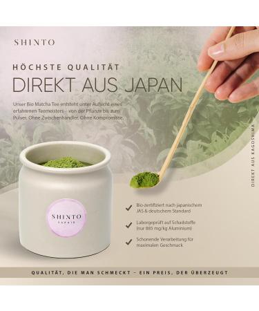 Shinto Bio Matcha powder Sapphire Prime Grade green tea powder reusable clay vessel direct import from Uji Japan 30g - Buy Online on GoSupps.com