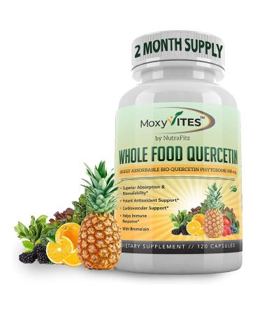 Quercetin 500mg with Bromelain Supplement, Bioactive Phytosome Complex, Pure Organic Whole Food Seasonal Support, Healthy Inflammatory Response, Antioxidant, 20X Absorption & Bioavailability-120 Caps