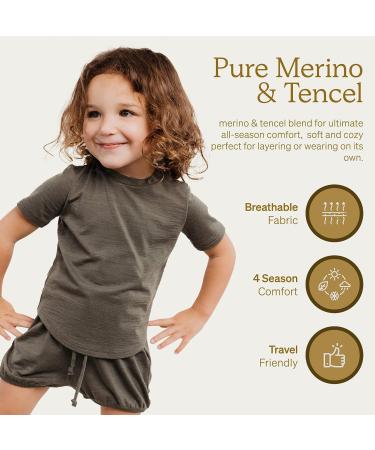 Nui Organics Merino Wool & Tencel Kids T-Shirt - Lichen, 8 Years | Ultra Soft Base Layer for Year-Round Comfort - Buy Online on GoSupps.com
