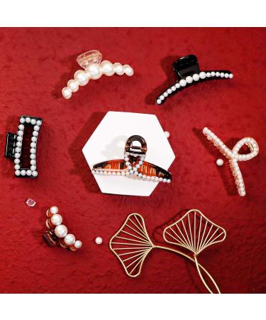 Buy Hayhoi 6Pcs Pearl Hair Clips - Non-Slip Acrylic French Design for Women & Girls - Elegant Styling Accessories in Black Brown & Transparent - Buy Online on GoSupps.com