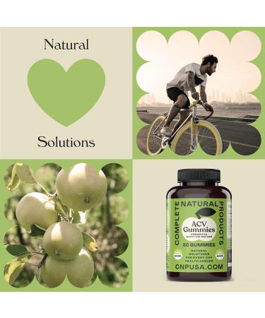 Complete Natural Products Green Apple Cider Vinegar Gummies - 60 Count Fermented with The Mother - Buy Online on GoSupps.com