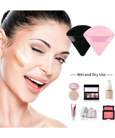 WLLHYF 6-Piece Triangle Powder Puff Set with Soft Velour for Makeup Application - Black & Dark Pink - Buy Online on GoSupps.com