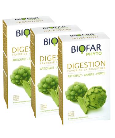 BIOFAR Phyto Digestion - Fresh concentrated extracts: Artichoke, Pineapple, Papaya, Fructo-Oligosaccharides, Inulin - No Sugars or Artificial Coloring - Pack of 24 Effervescent Tablets