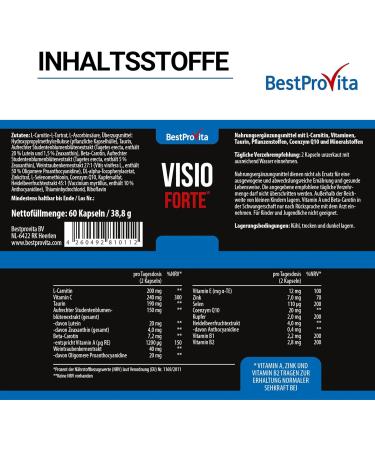 Buy BestProvita Visio Forte | High-Dose Eye Vitamins for Improved Eyesight | 2 x 60 Capsules | Ideal for 50+ | International Shipping - Buy Online on GoSupps.com