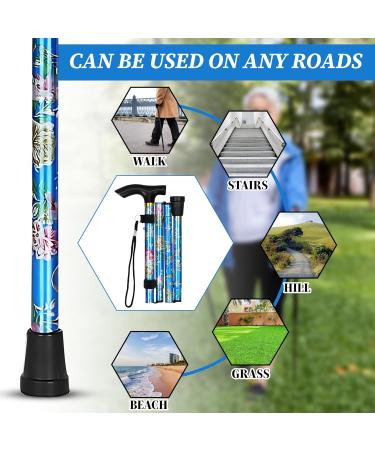 HATAF Walking Stick Folding Walking Sticks for Women Folding Walking Sticks for Men Mobility Aids walking stick rubber ends disability aids folding walking sticks for ladies Blue Flowers - Buy Online on GoSupps.com